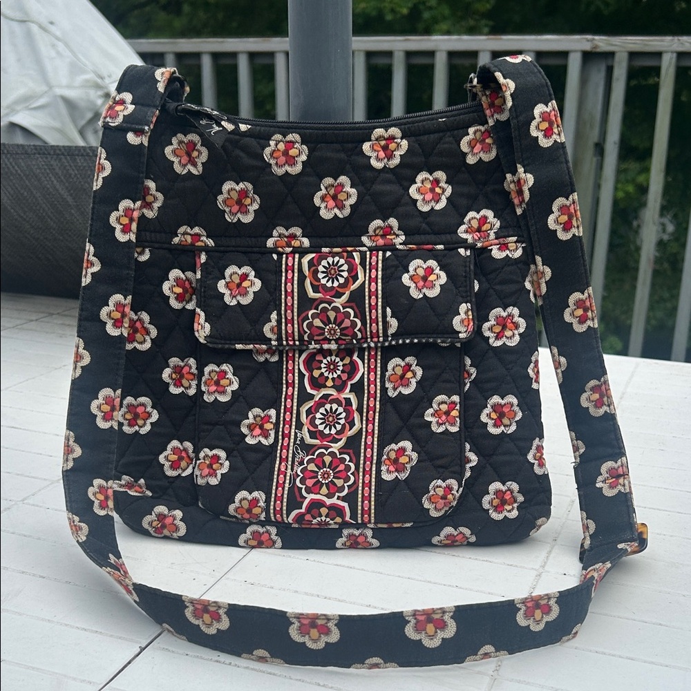 Vera Bradley Black and Red Floral Shoulder Bag